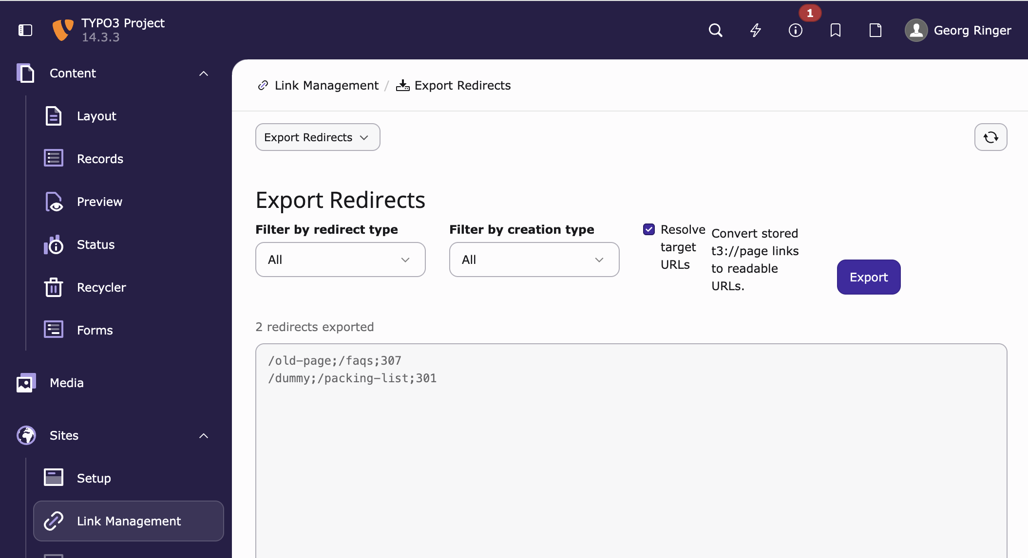 Export-Modul