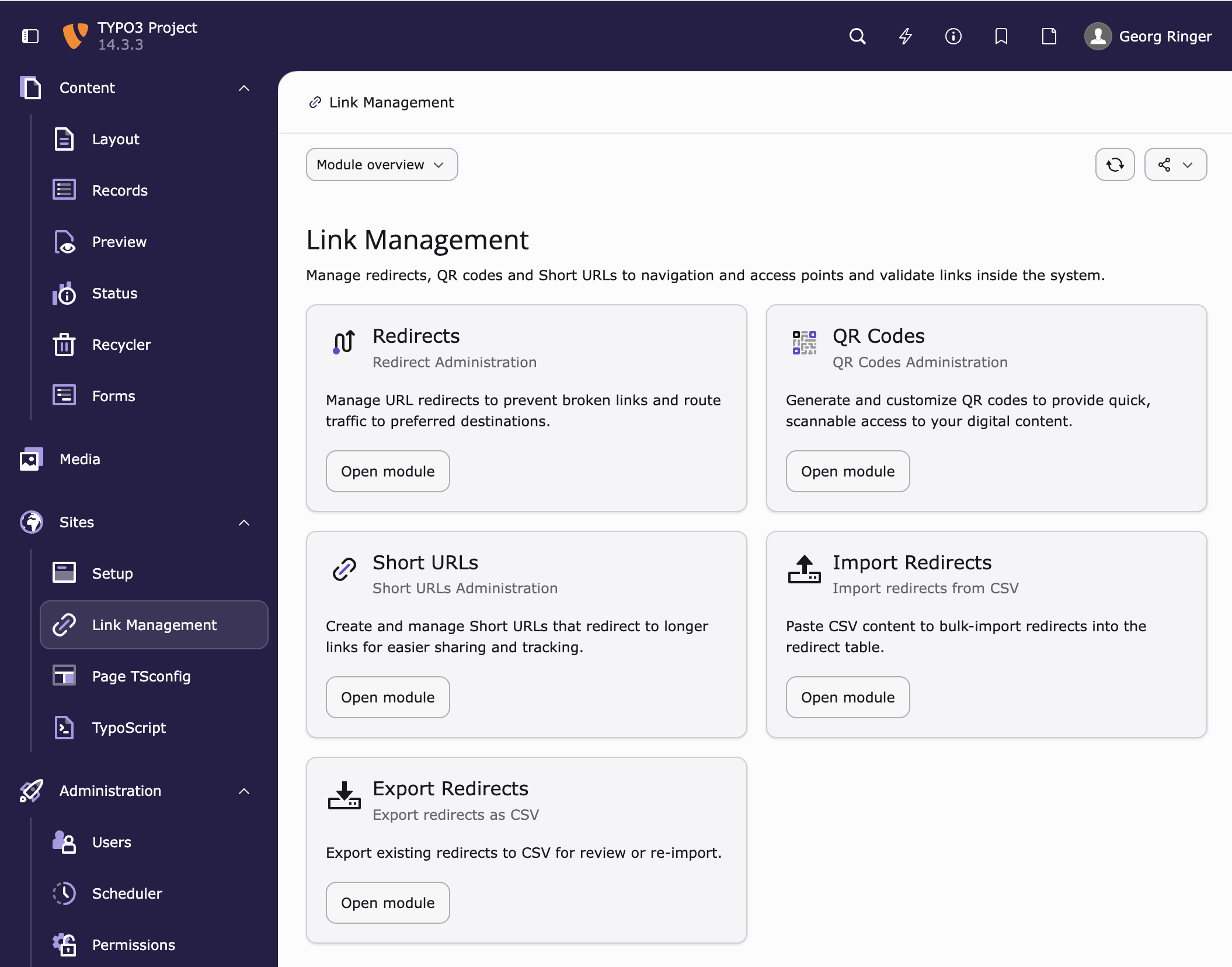 Übersicht der Link-Management-Module